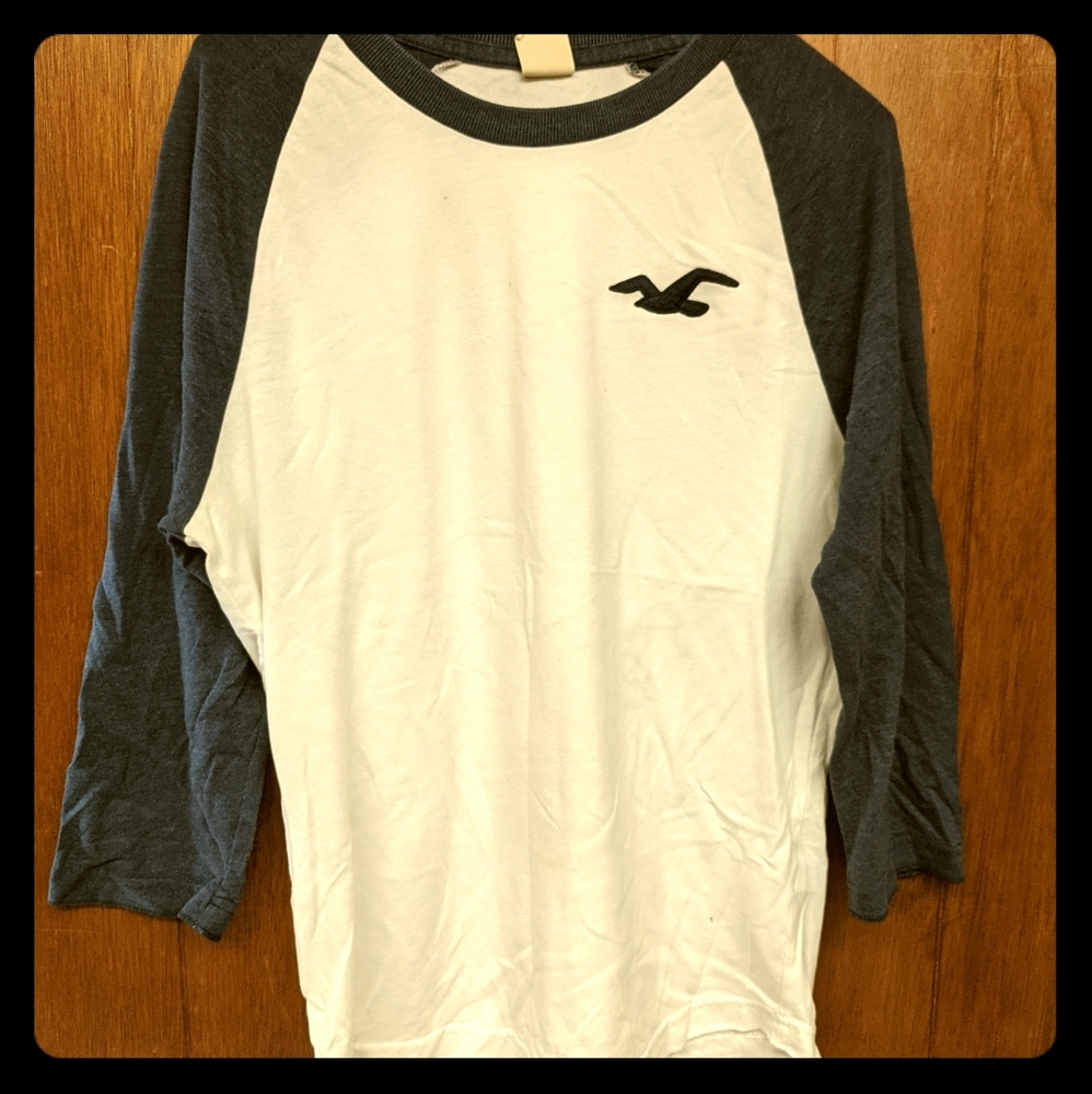 Hollister 3/4 Sleeve Baseball Shirt M White, Navy